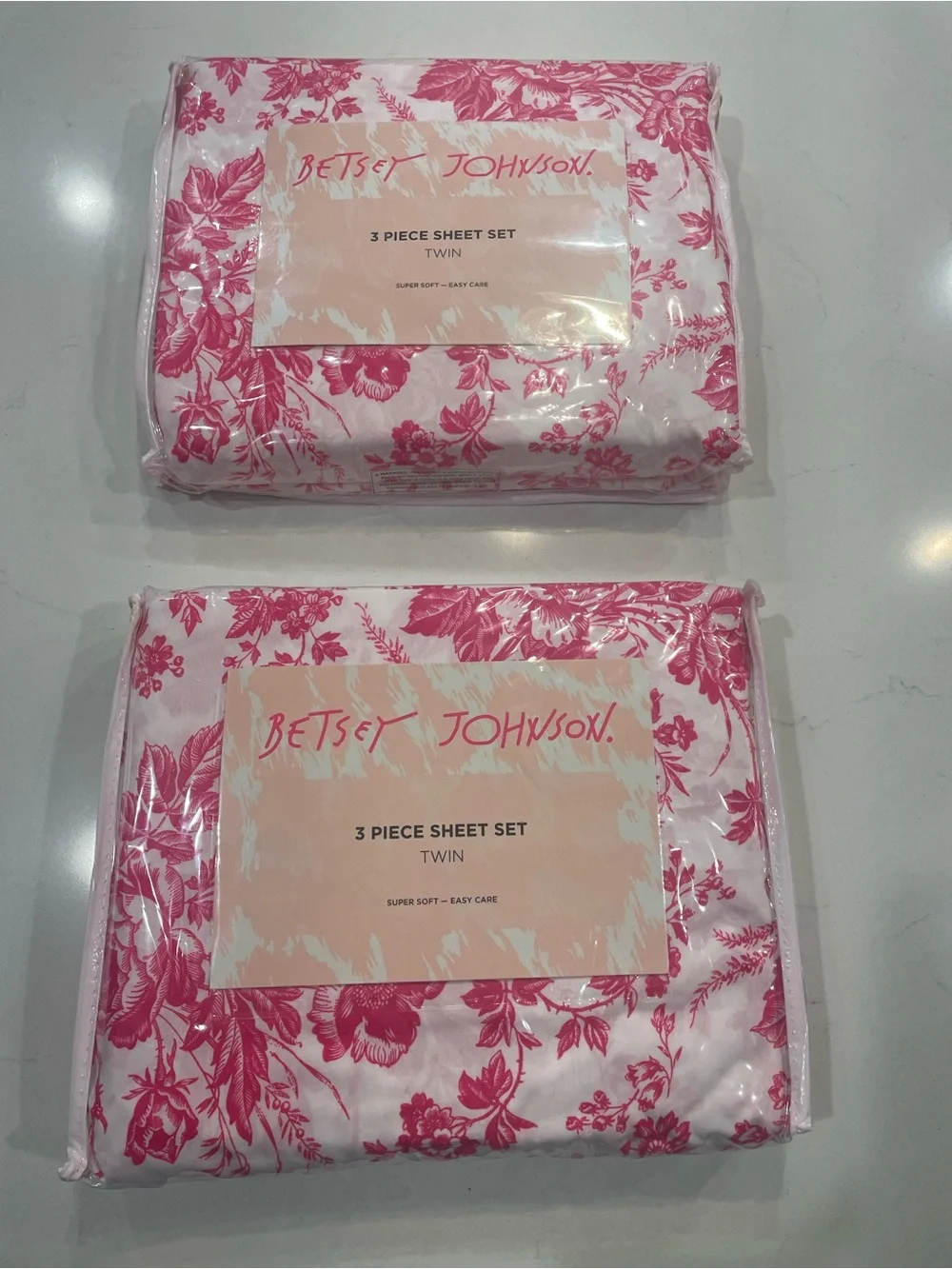 Betsey Johnson Pink Floral Twin 3-Piece Sheet Set Set of 2